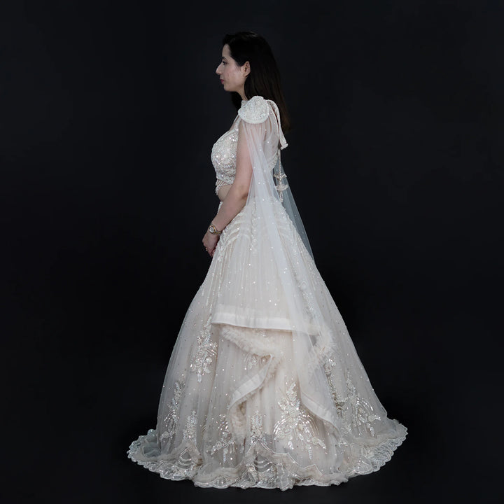 Stunning Ceremonial Crop Top Skirt Set Vastrachowk