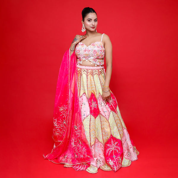 Stunning Indo Western Printed Lehenga-Vastrachowk