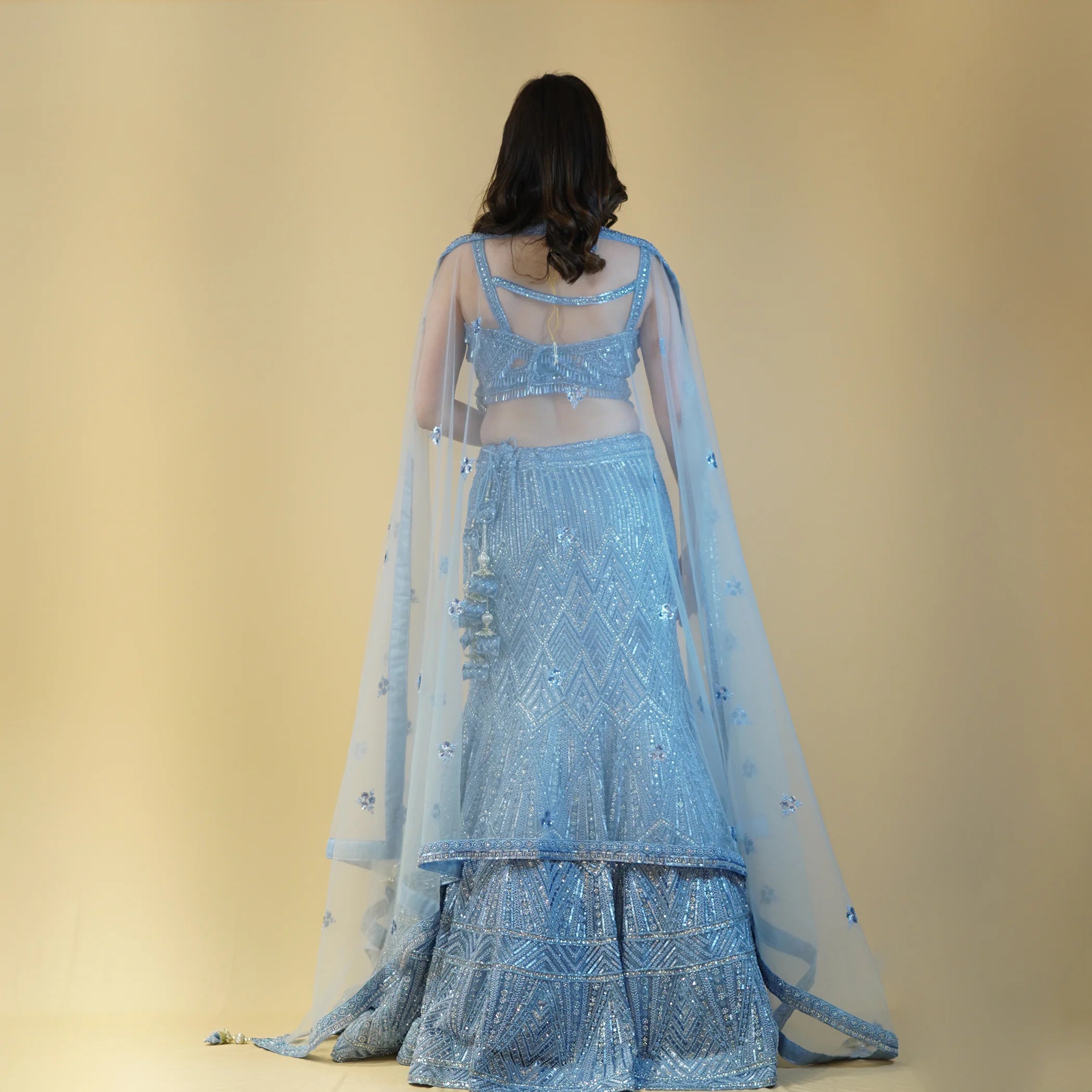 Stunning Mermaid Style Crop Top Lehenga Vastrachowk