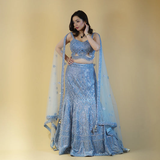 Stunning Mermaid Style Crop Top Lehenga