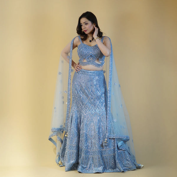 Stunning Mermaid Style Crop Top Lehenga