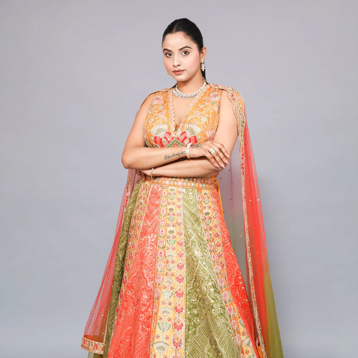 Stylish Blouse Lehenga with Dupatta Vastrahowk