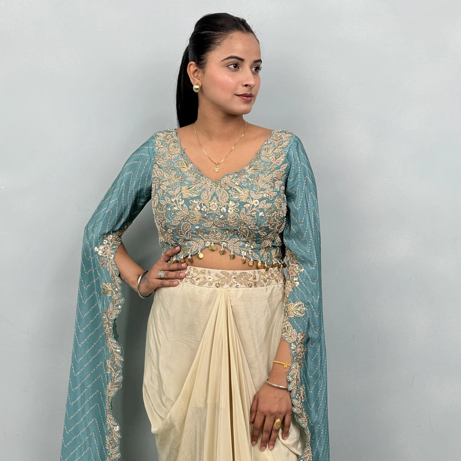 Stylish Cawul Dhoti with Trendy Long Sleeves- Vastrachowk
