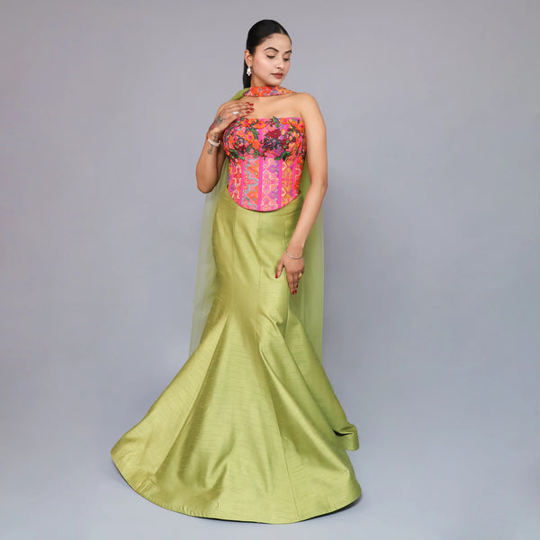 Stylish Crop Top Skirt Mermaid Style