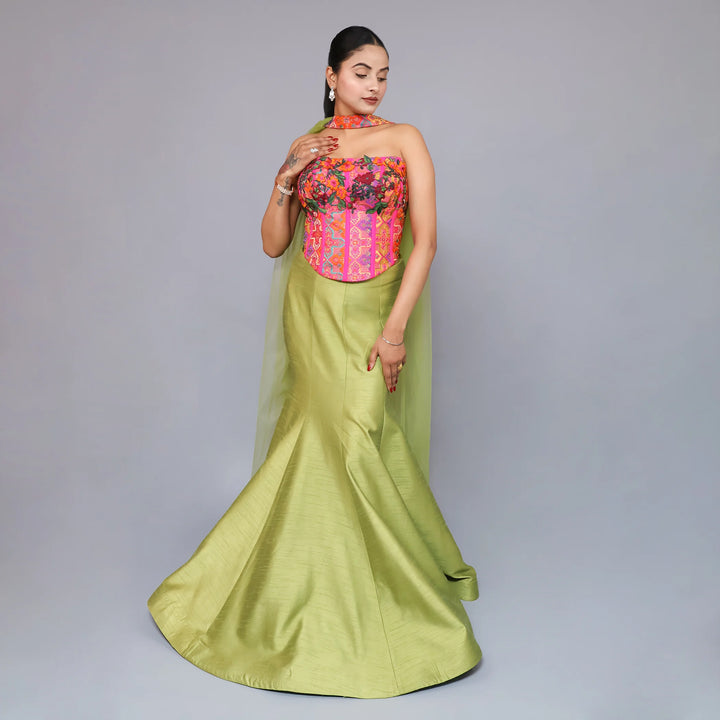 Stylish Crop Top Skirt Mermaid Style