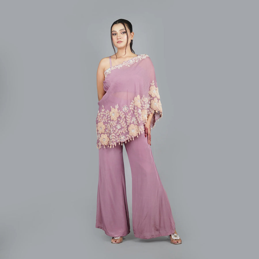 Stylish Off-Shoulder Crop Top with Sharara Set