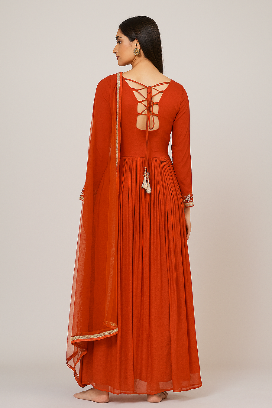Stylish One Piece Anarkali Gown back profile