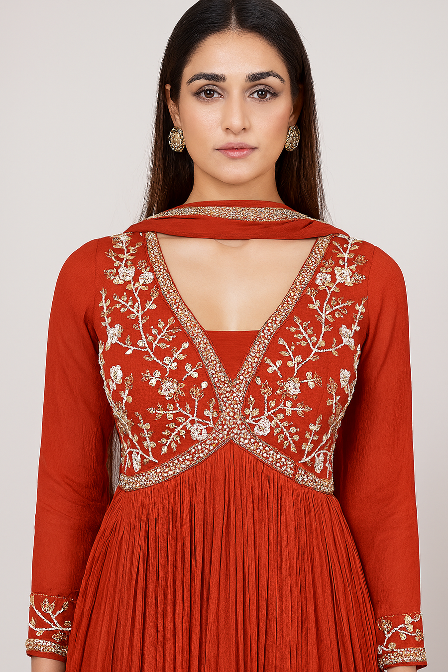 Stylish One Piece Anarkali Gown close profile