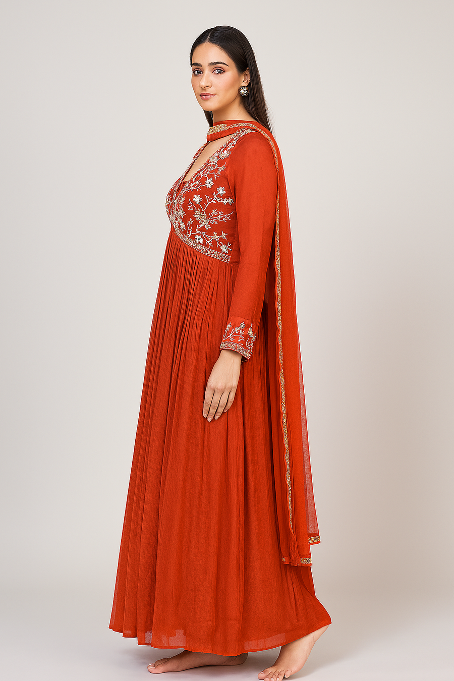 Stylish One Piece Anarkali Gown side profile