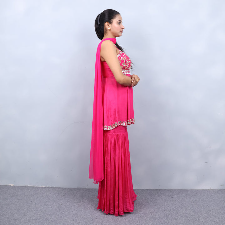 Stylish Peplum Sharara Set side profile