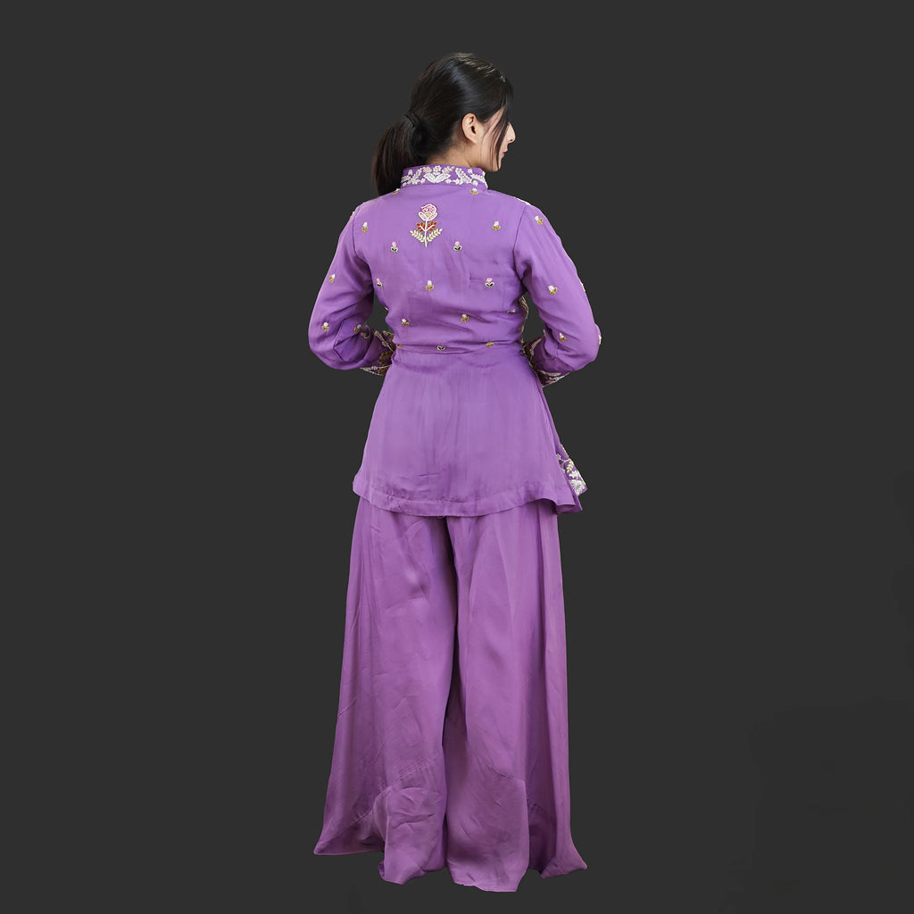 Stylish Peplum Short Shirt Sharara Set Vastrachowk