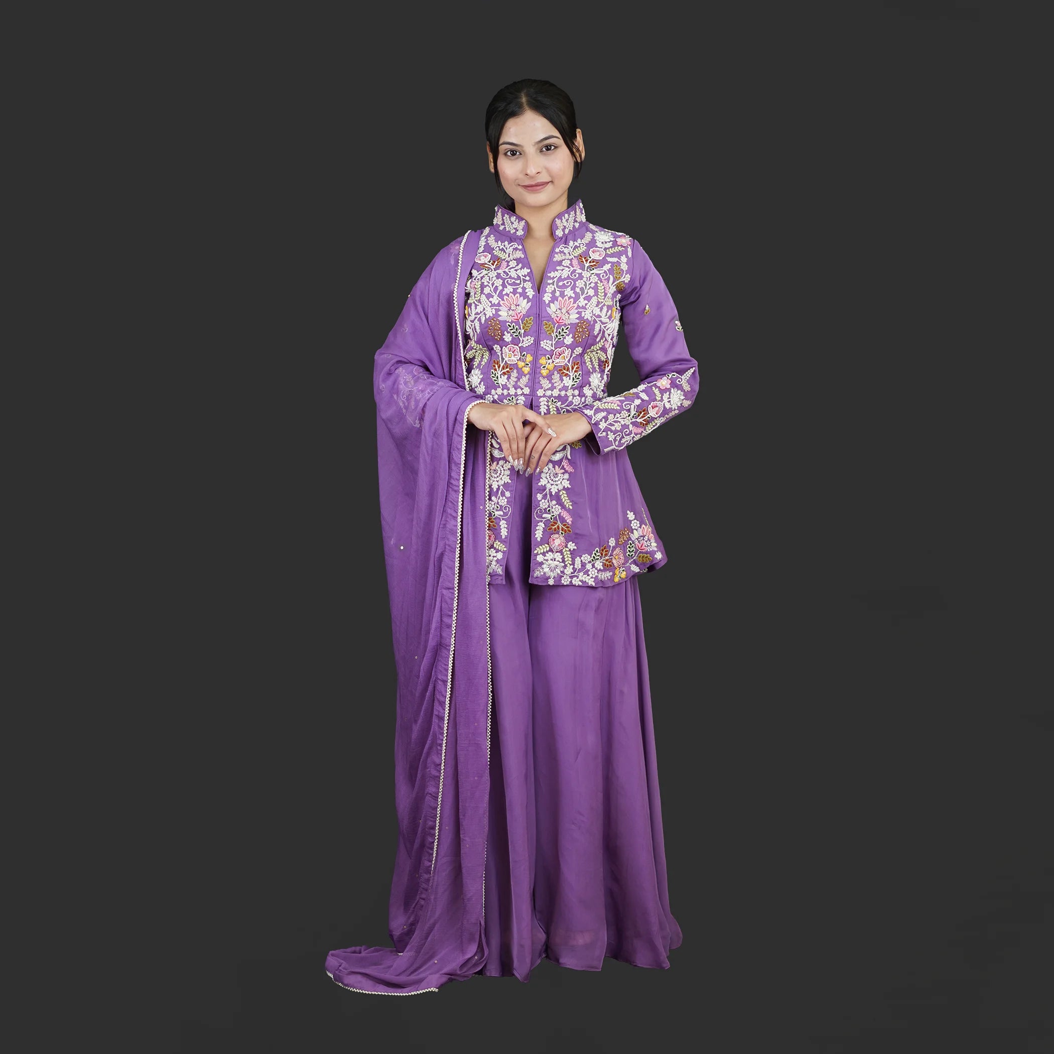Stylish Peplum Short Shirt Sharara Set