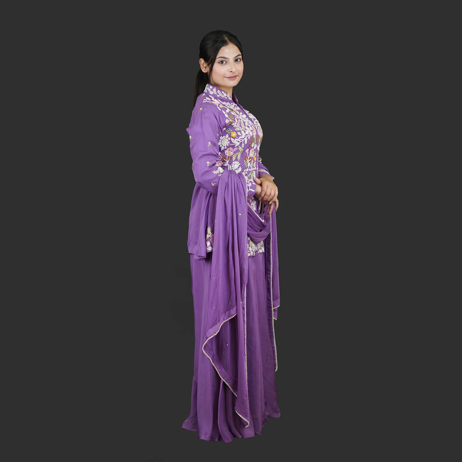 Stylish Peplum Short Shirt Sharara Set Vastrachowk
