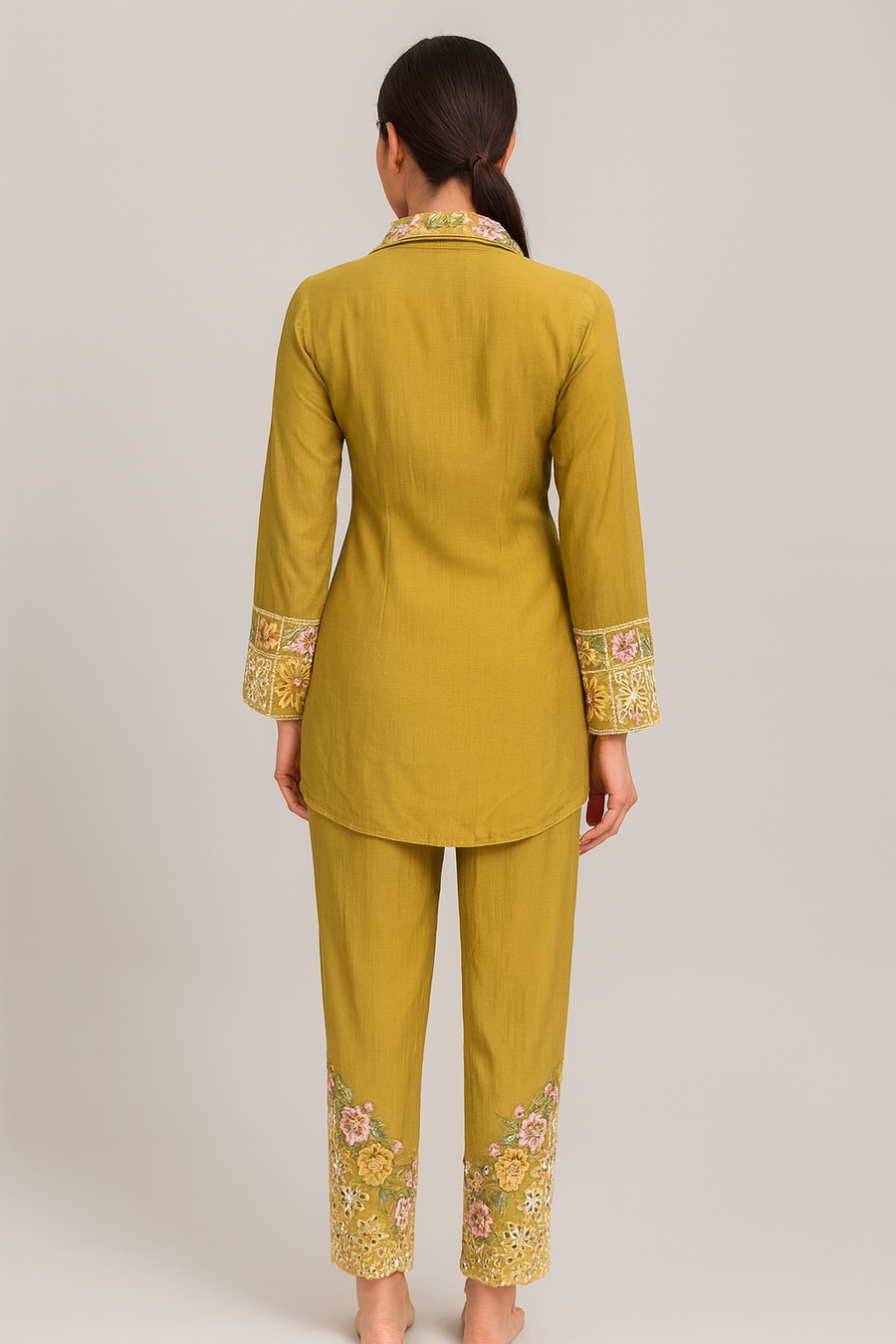 Thread Work Co-ord Set with Pants green back profile