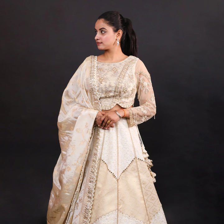Traditional Crop Top Lehenga with Banarasi Dupatta- Vastrahchowk