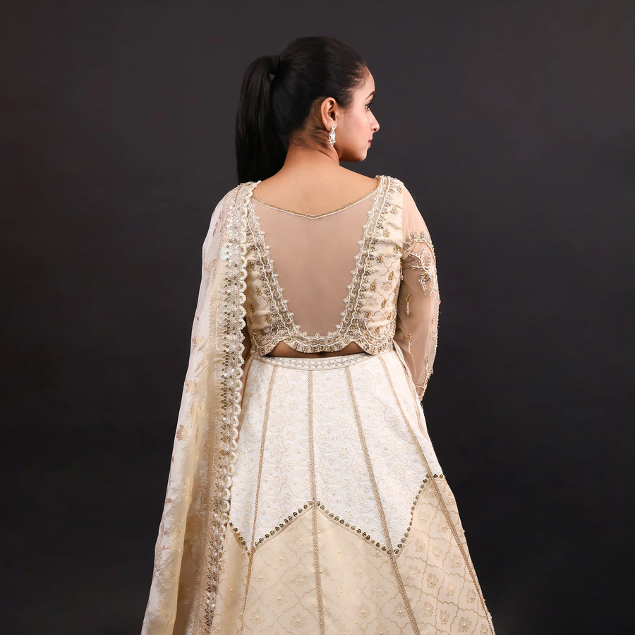 Traditional Crop Top Lehenga with Banarasi Dupatta- Vastrahchowk