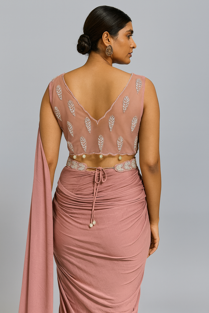 Traditional Drape Saree back profile