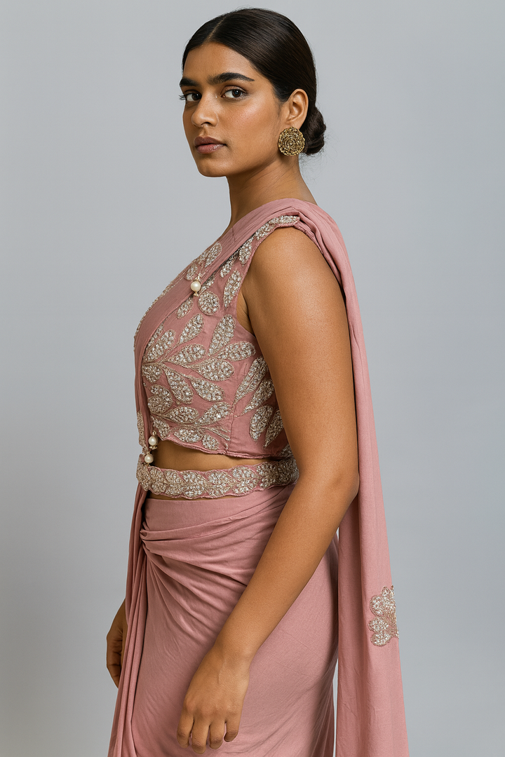 Traditional Drape Saree side profile
