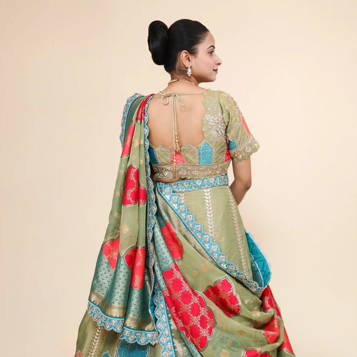 Traditional Multicolor Crop Top Lehenga