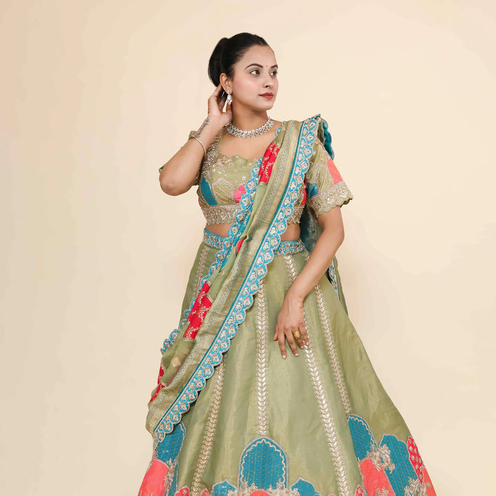 Traditional Multicolor Crop Top Lehenga