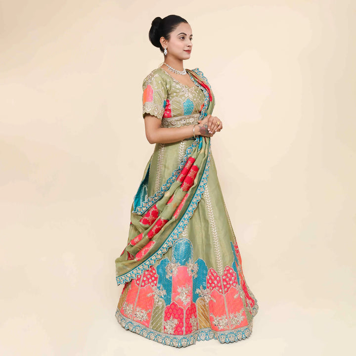 Traditional Multicolor Crop Top Lehenga