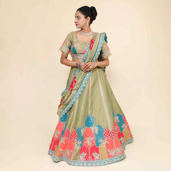 Traditional Multicolor Crop Top Lehenga