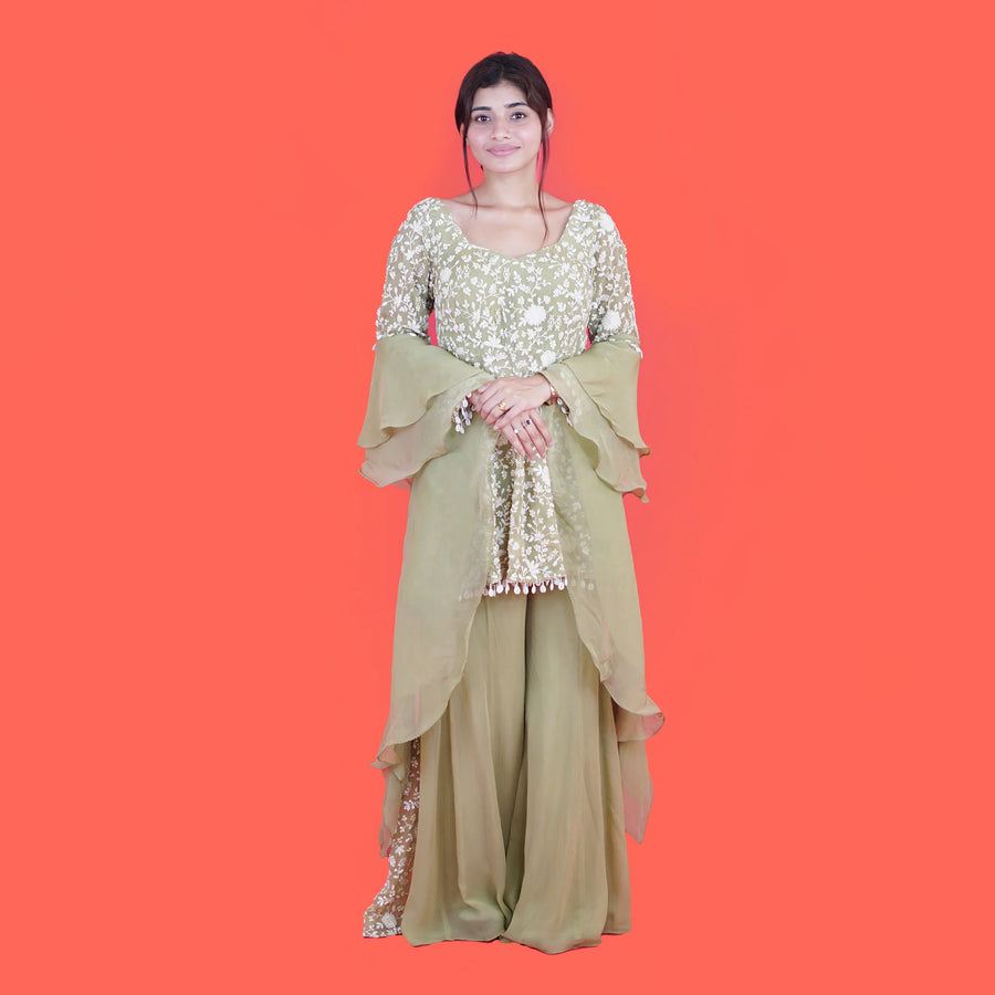 Traditional Peplum with Sharara Set