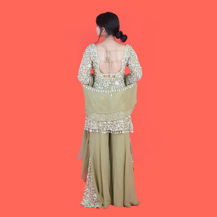Traditional Peplum with Sharara Set Vastrachowk