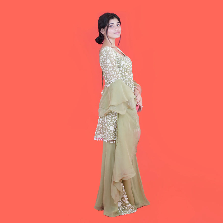 Traditional Peplum with Sharara Set Vastrachowk