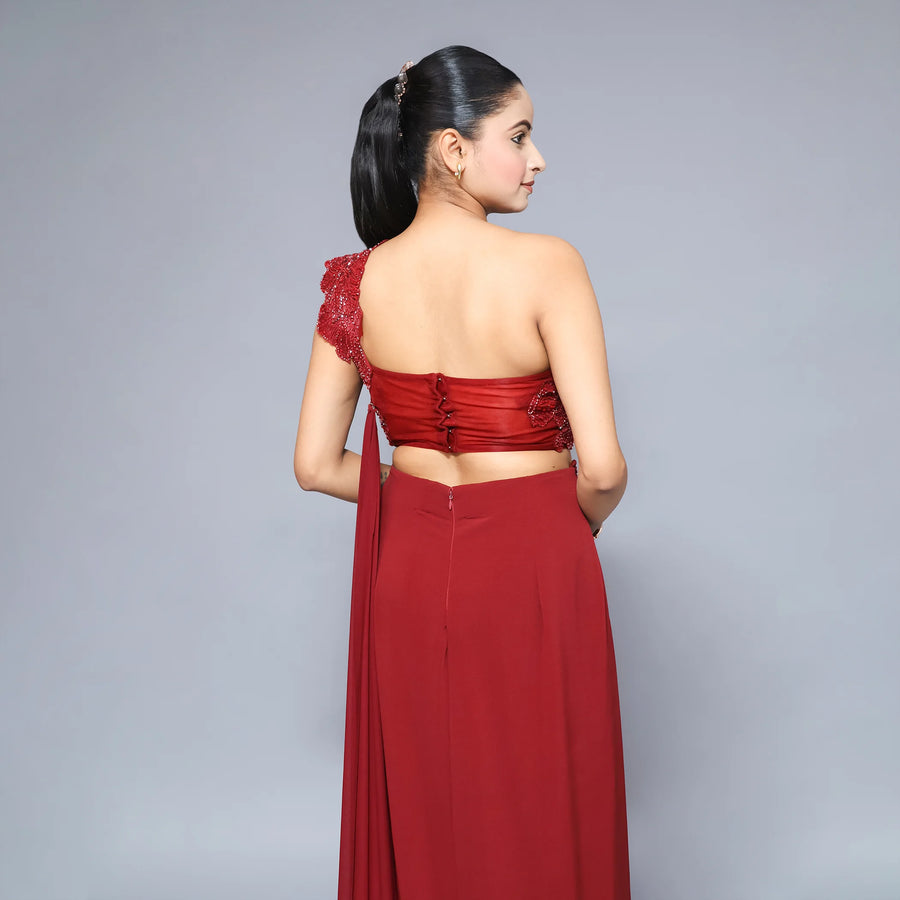 Trendy Crop Top Drape Skirt Vastrachowk
