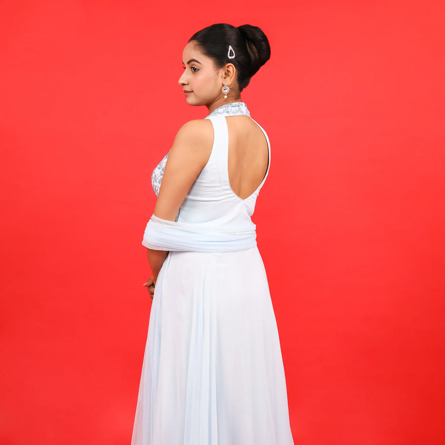 Trendy Halter Neck Anarkali with Dupatta Vastrachowk