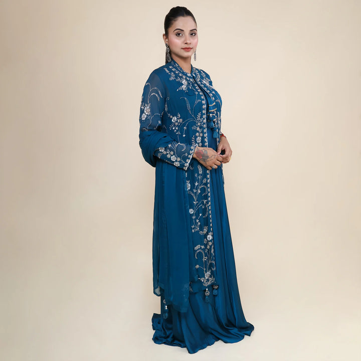 Trendy Indo Western Suit with Full-Length Jacket-Vastrachowk
