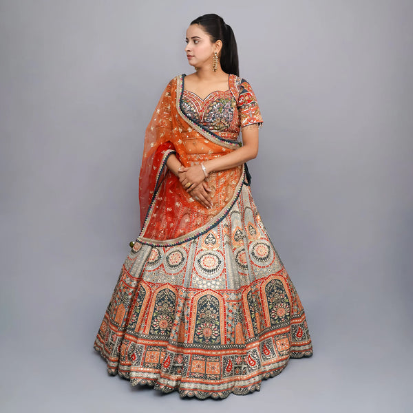 Trendy Multi-Color Crop Top Skirt- Vastrachowk