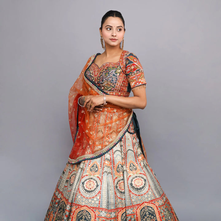 Trendy Multi-Color Crop Top Skirt- Vastrachowk