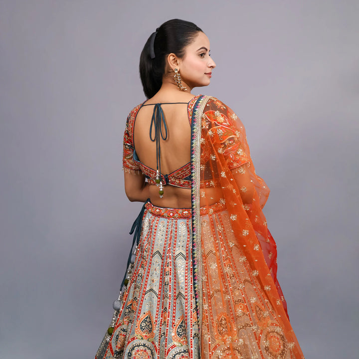 Trendy Multi-Color Crop Top Skirt- Vastrachowk