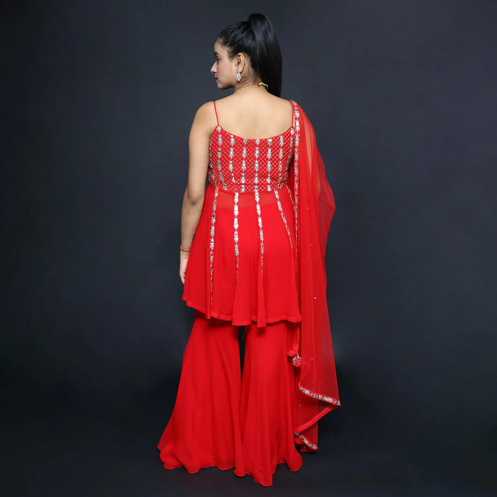 Trendy Peplum Top with Palazzo Set for Stylish Women- Vastrachowk