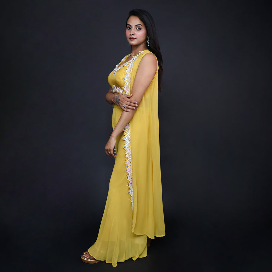 VastrachowkStylish Crop Top Palazzo Set with Shrug  