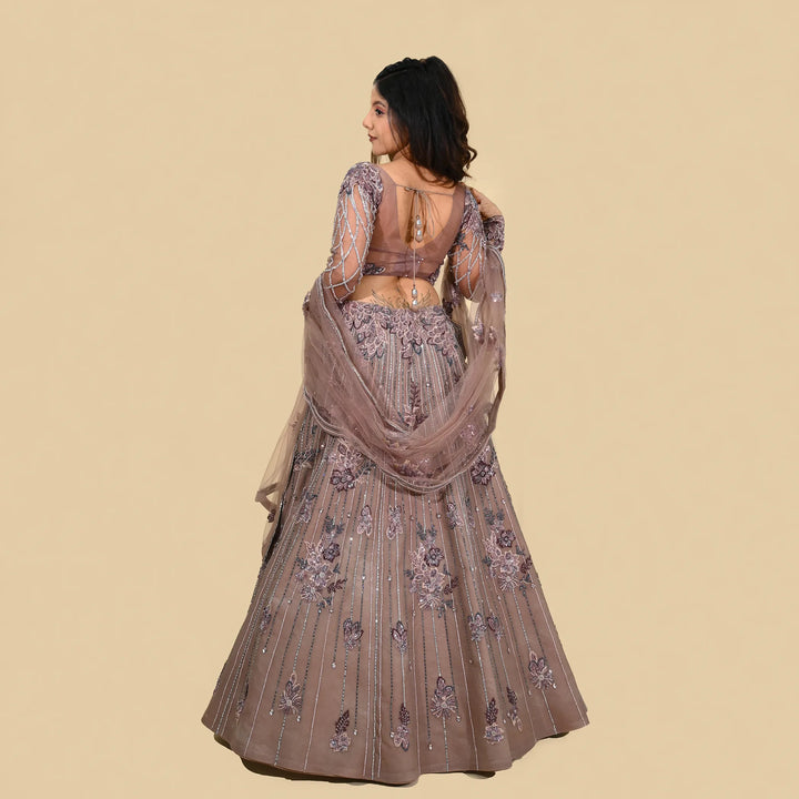 Vastrachowk Ceremonial Indo western style crop top lehenga with full sleeves