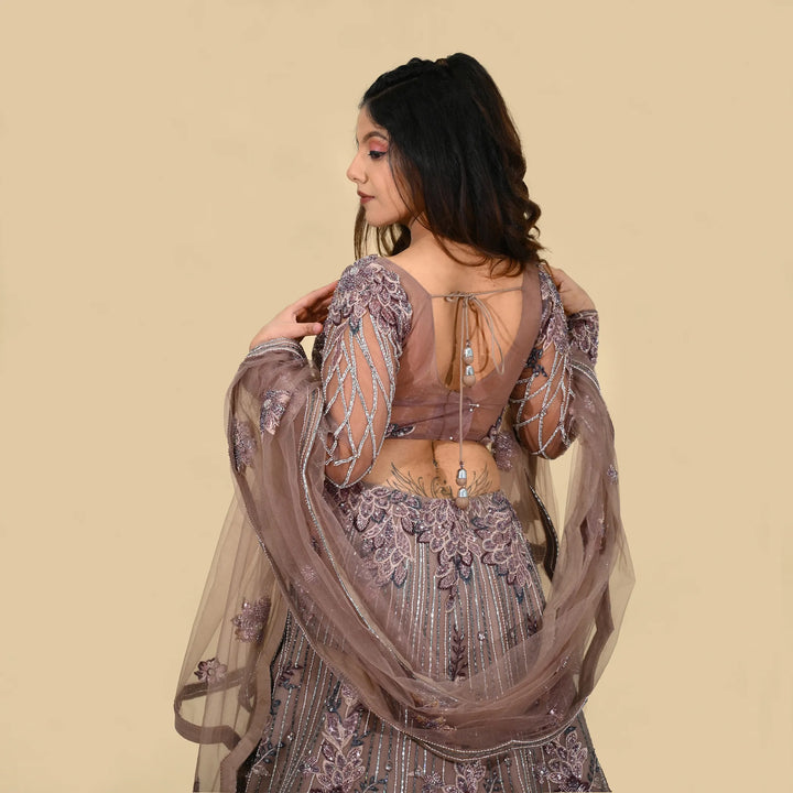 Vastrachowk Ceremonial Indo western style crop top lehenga with full sleeves