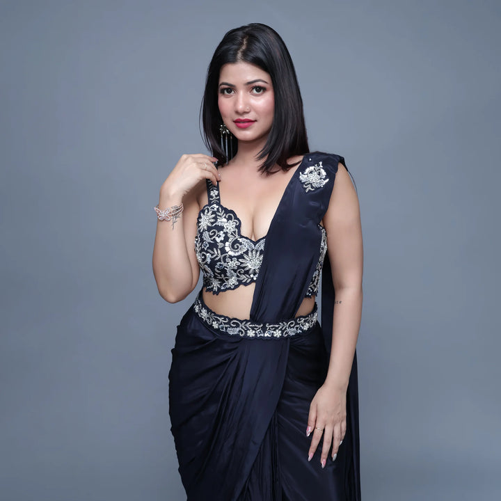 Vastrachowk Crop Top Skirt with Drape Saree
