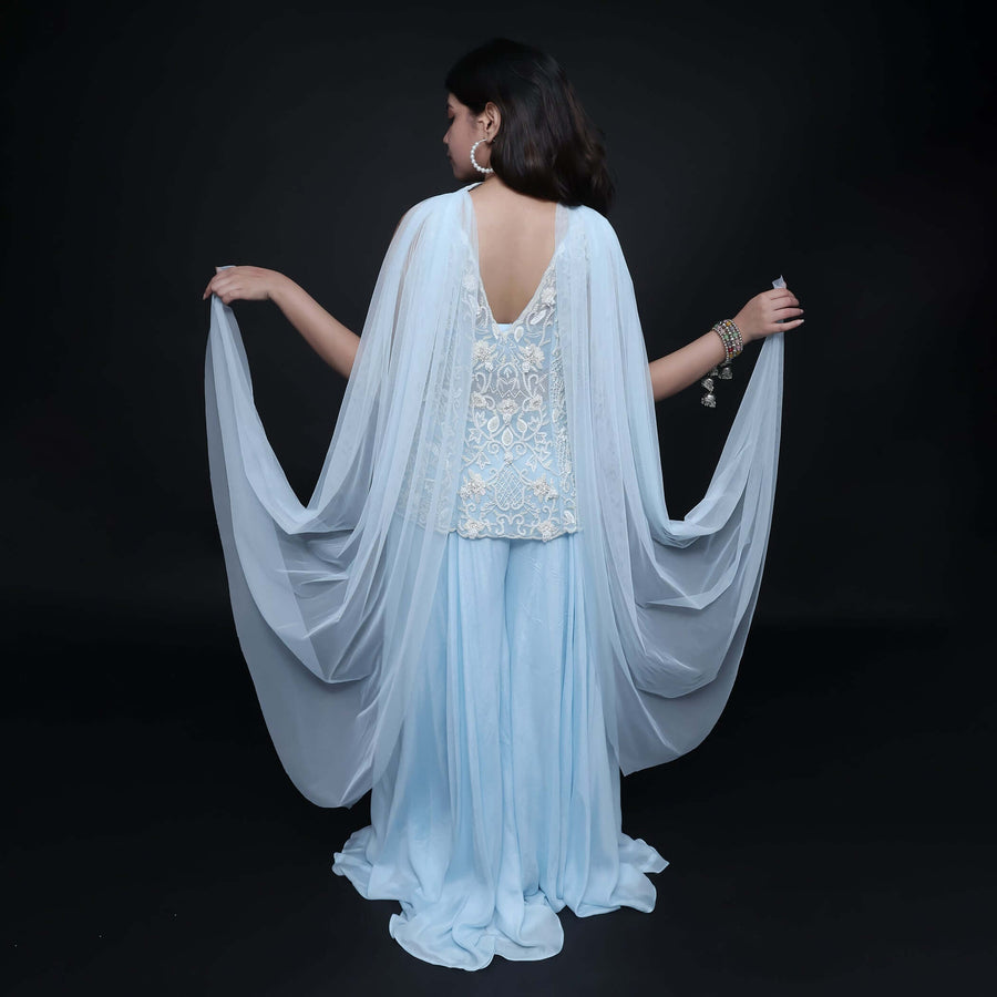 Vastrachowk Mermaid Style Crop Top Skirt with Drape