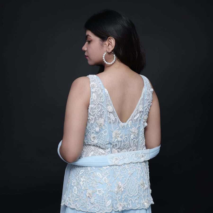 Vastrachowk Mermaid Style Crop Top Skirt with Drape