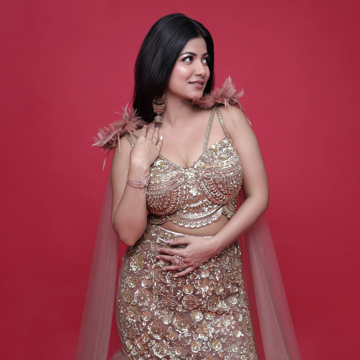 Vastrachowk Stylish Crop Top with Mermaid Skirt Set for Women