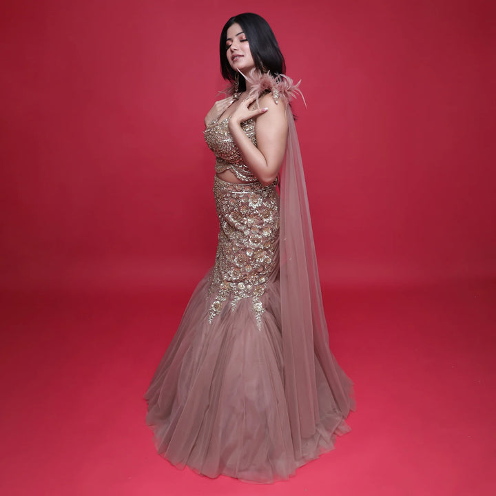 Vastrachowk Stylish Crop Top with Mermaid Skirt Set for Women