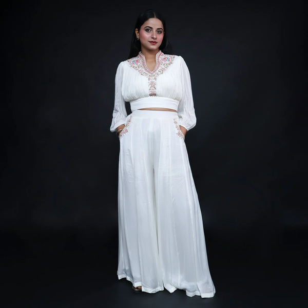 Vastrachowk Trendy Crop Top with Plazo Set Women's wear
