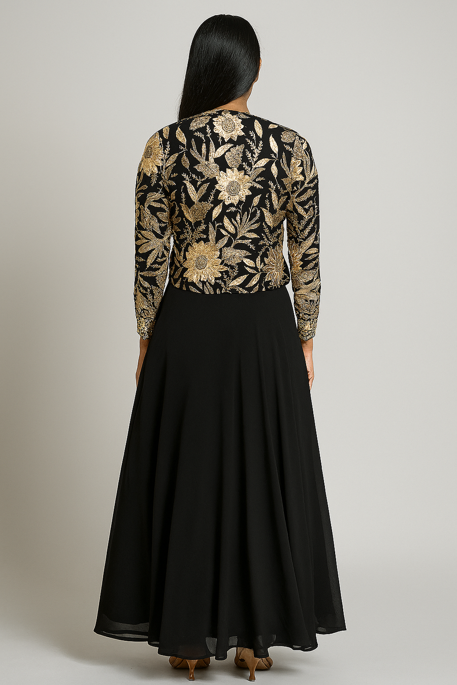 Western Gown with Jacket back profile