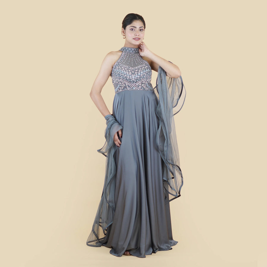 Western Halterneck Gown