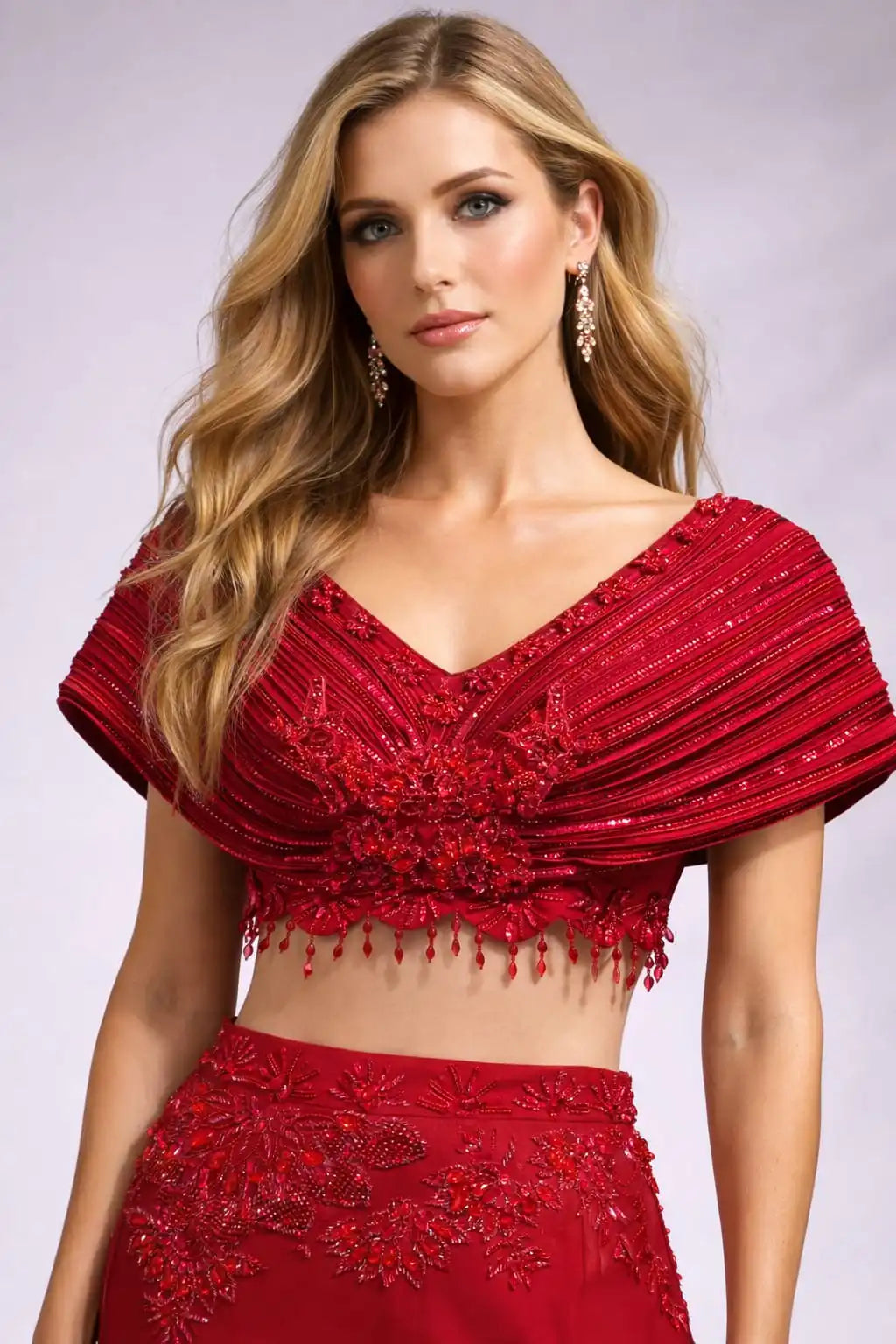red lehenga
