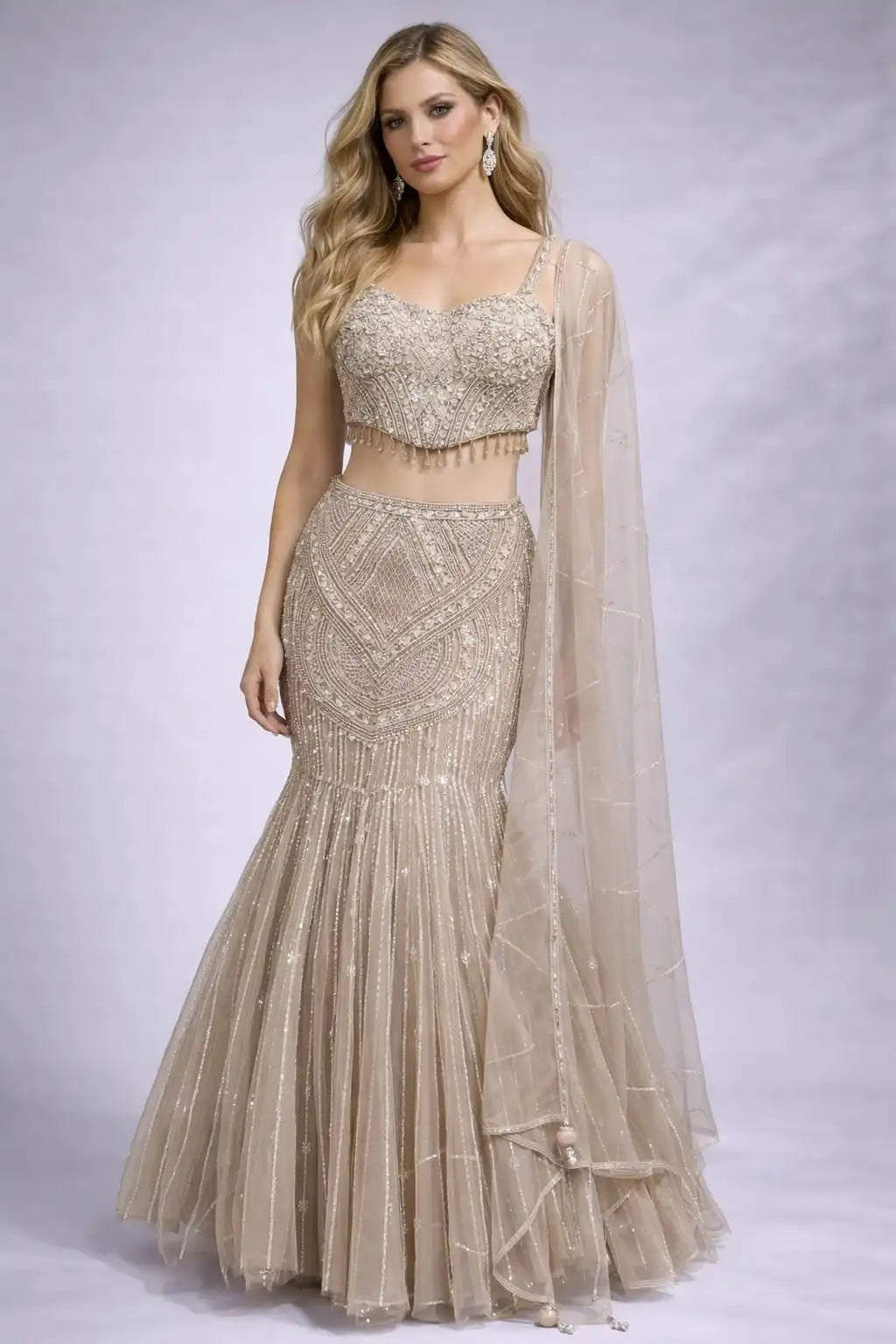 gold mermaid lehenga set