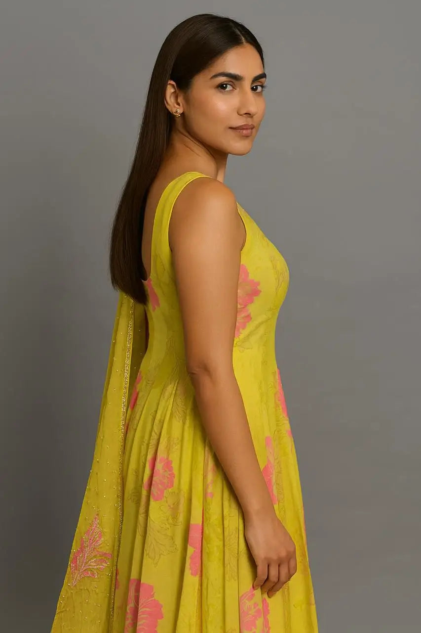 yellow anarkali suit